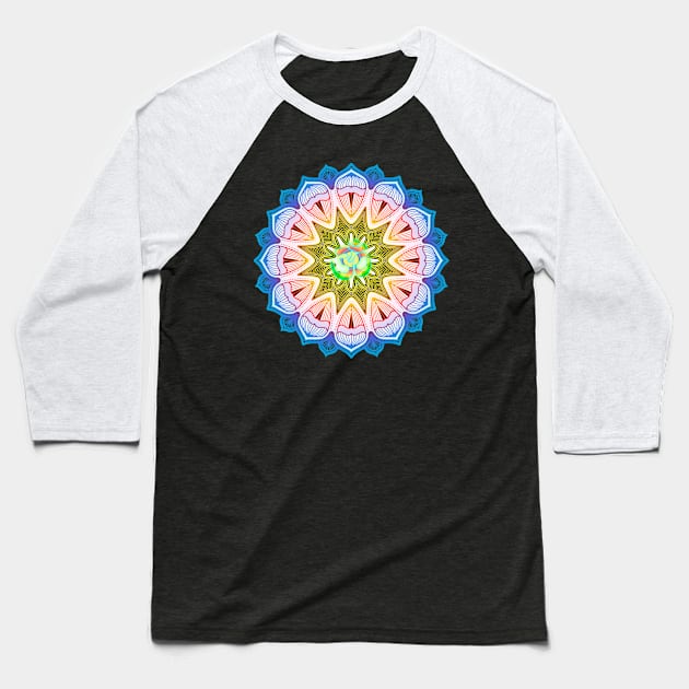 Mandala Geometry Fractal Sacred Yoga Art Mantra Good Vibe Baseball T-Shirt by twizzler3b